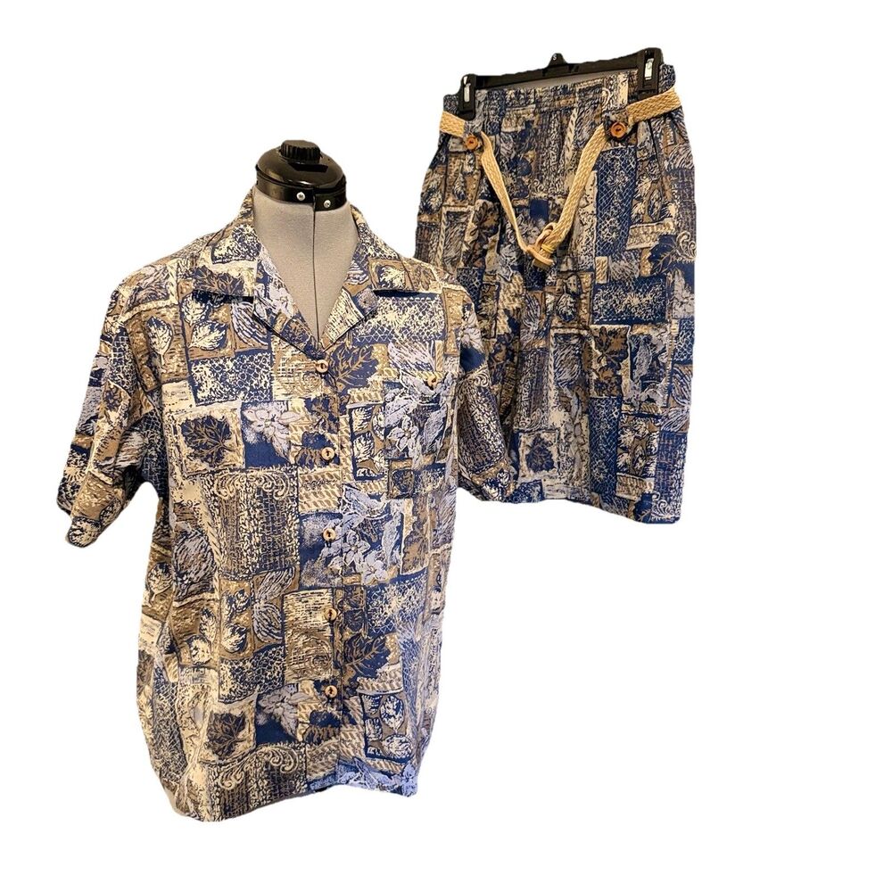 Vintage Stonybrook Short Sleeves Shirt & Shorts With Belt Size 16 Women's